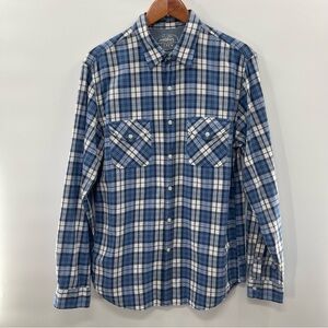 J. Crew Indian Madras Blue White Plaid Button Up Shirt Size Large